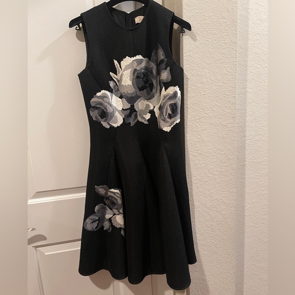 Lela Rose Black and White Floral A-Line Dress Size 8 Excellent Condition - Picture 3 of 7